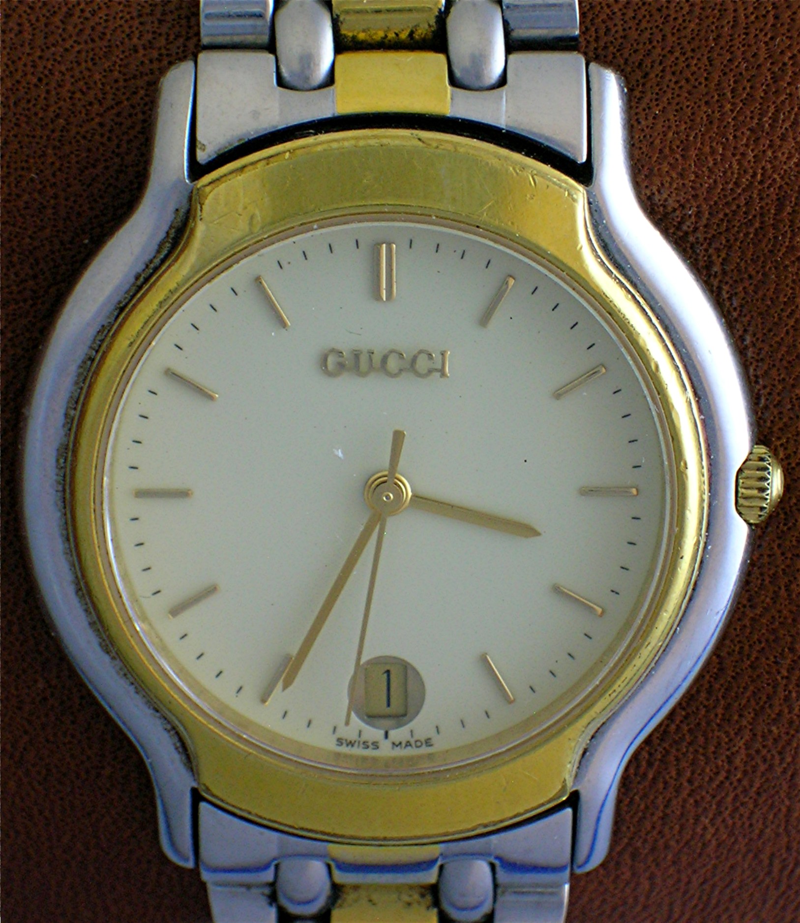 GUCCI Wrist Watch, Silver and Gold