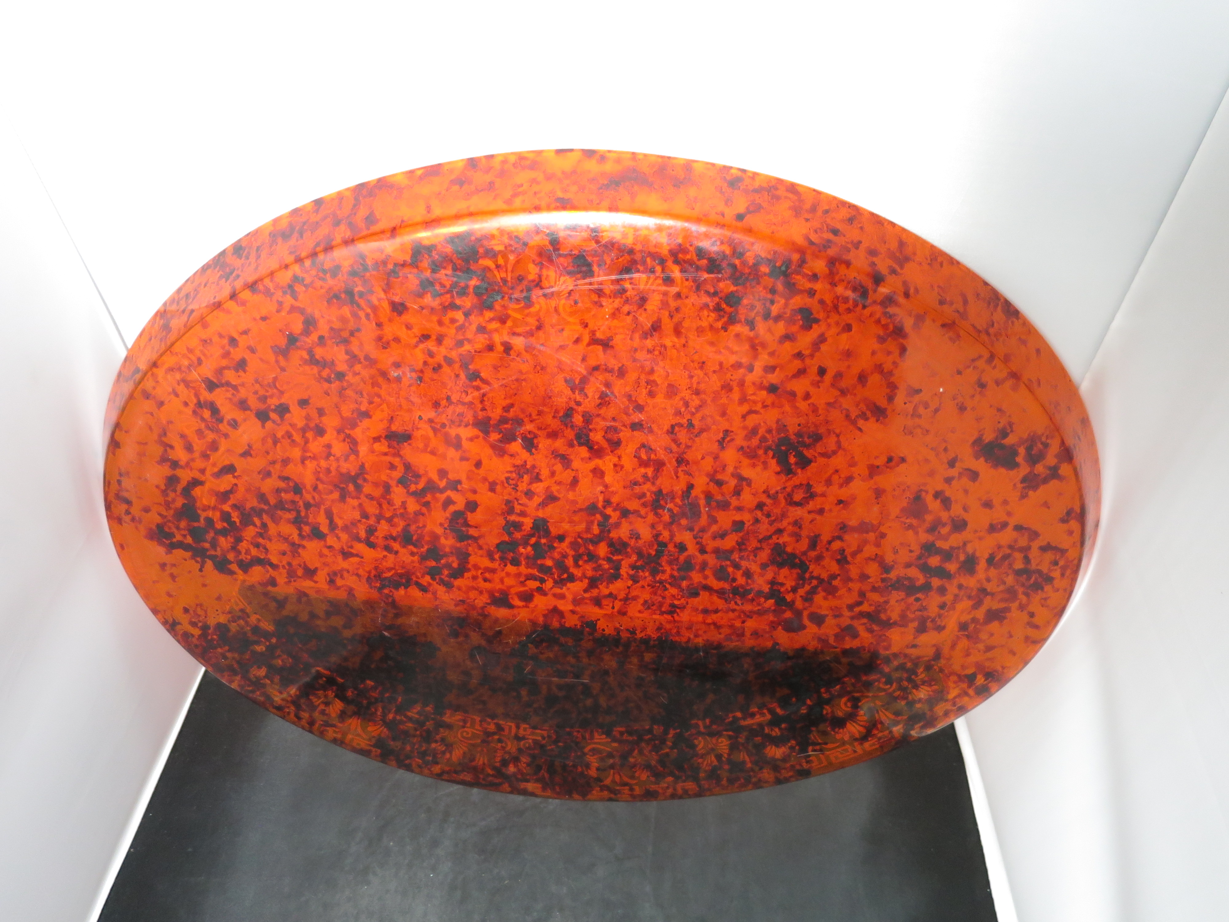 Mid Century Lucite Tortoise Shell Tray Elegant Gold