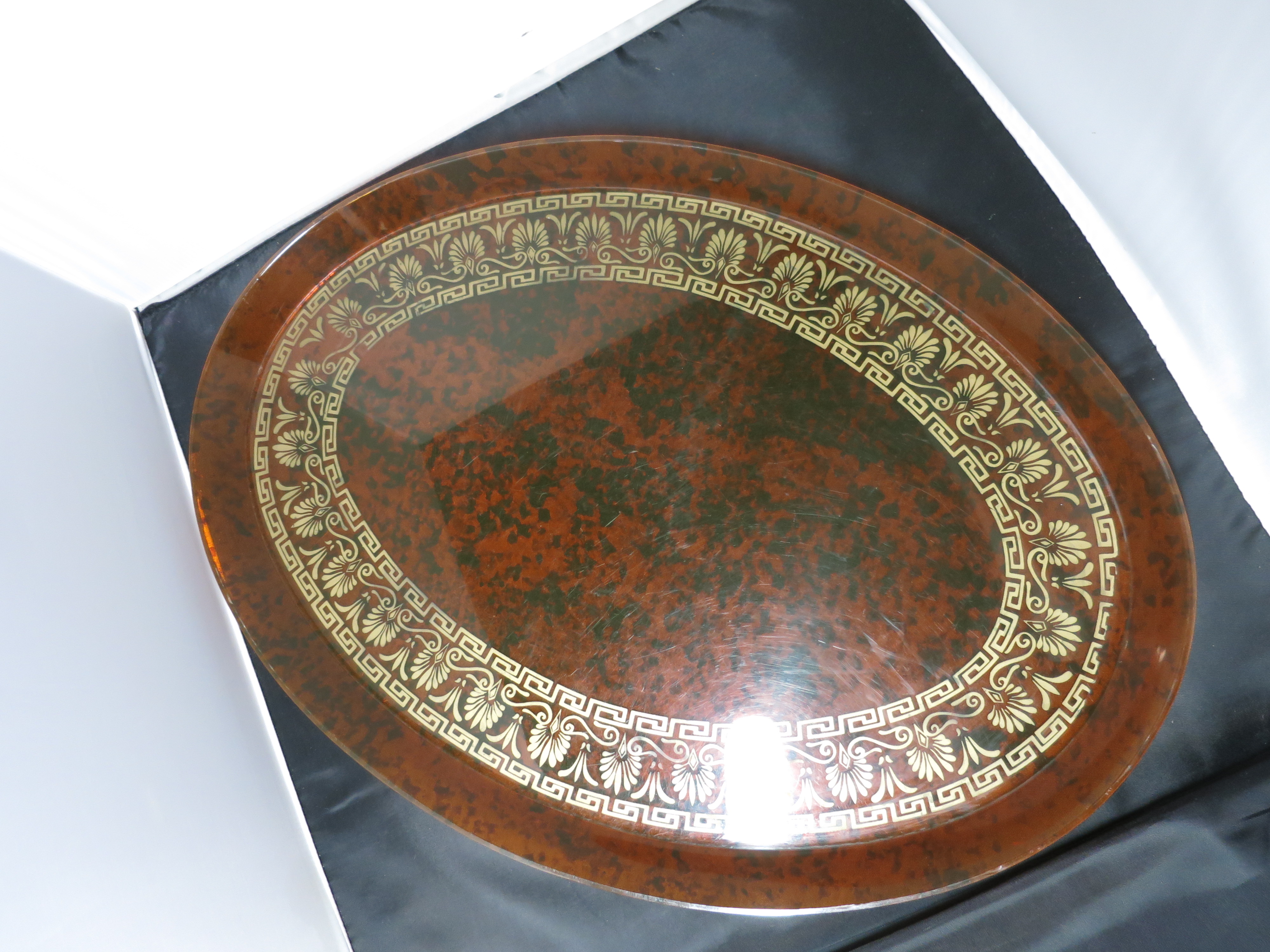 Mid Century Lucite Tortoise Shell Tray Elegant Gold
