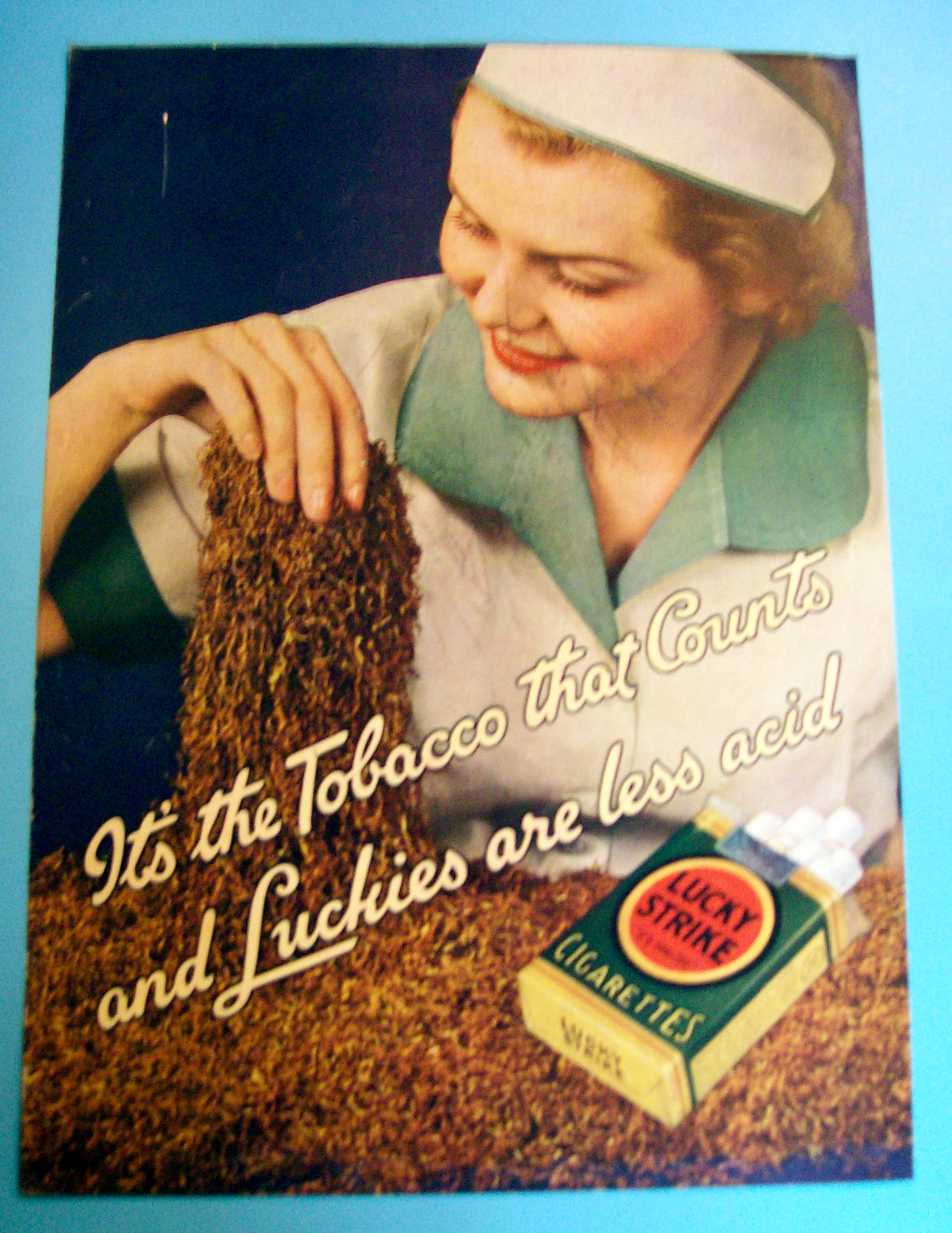 1936 Lucky Strike Cigarettes w/Woman Picking Up Tobacco