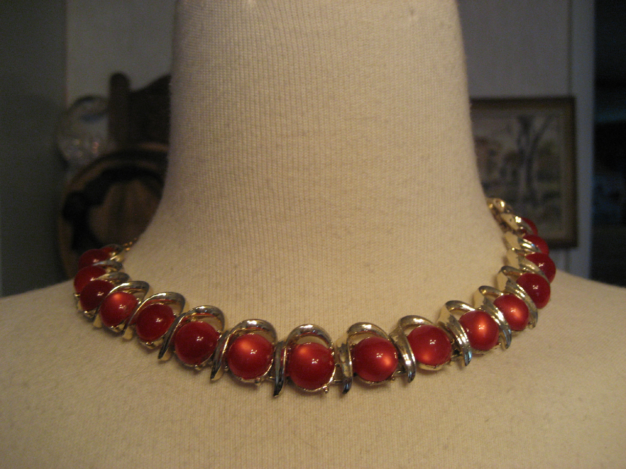 Coro Red Bead Necklace