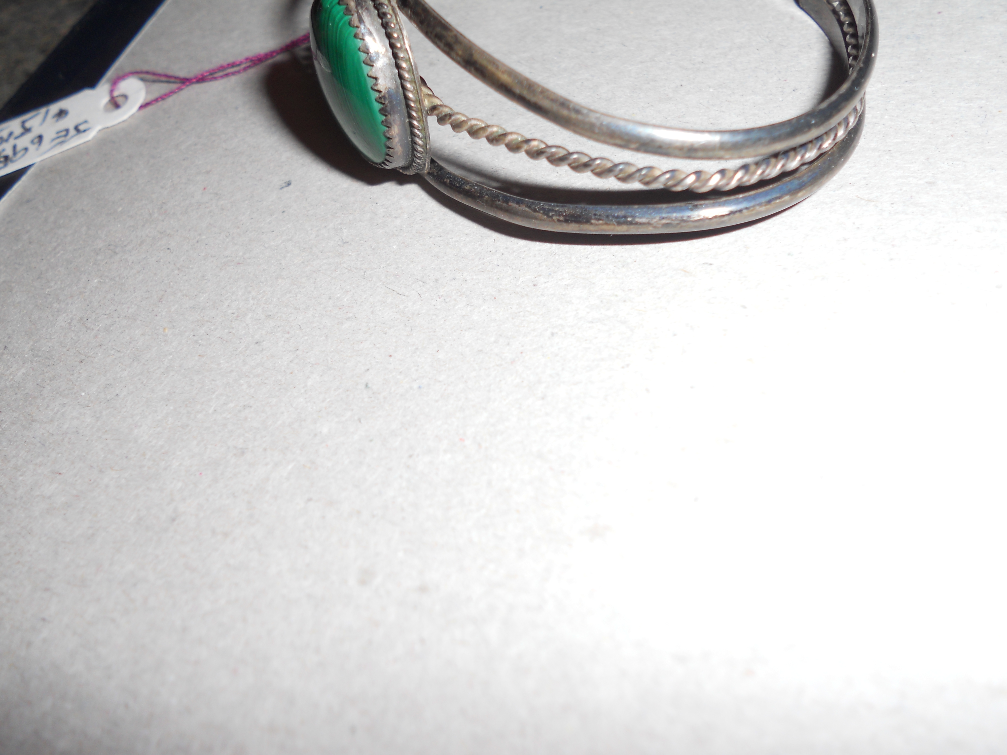 Malachite Sterling Silver Cuff Bracelet Green Gemstone