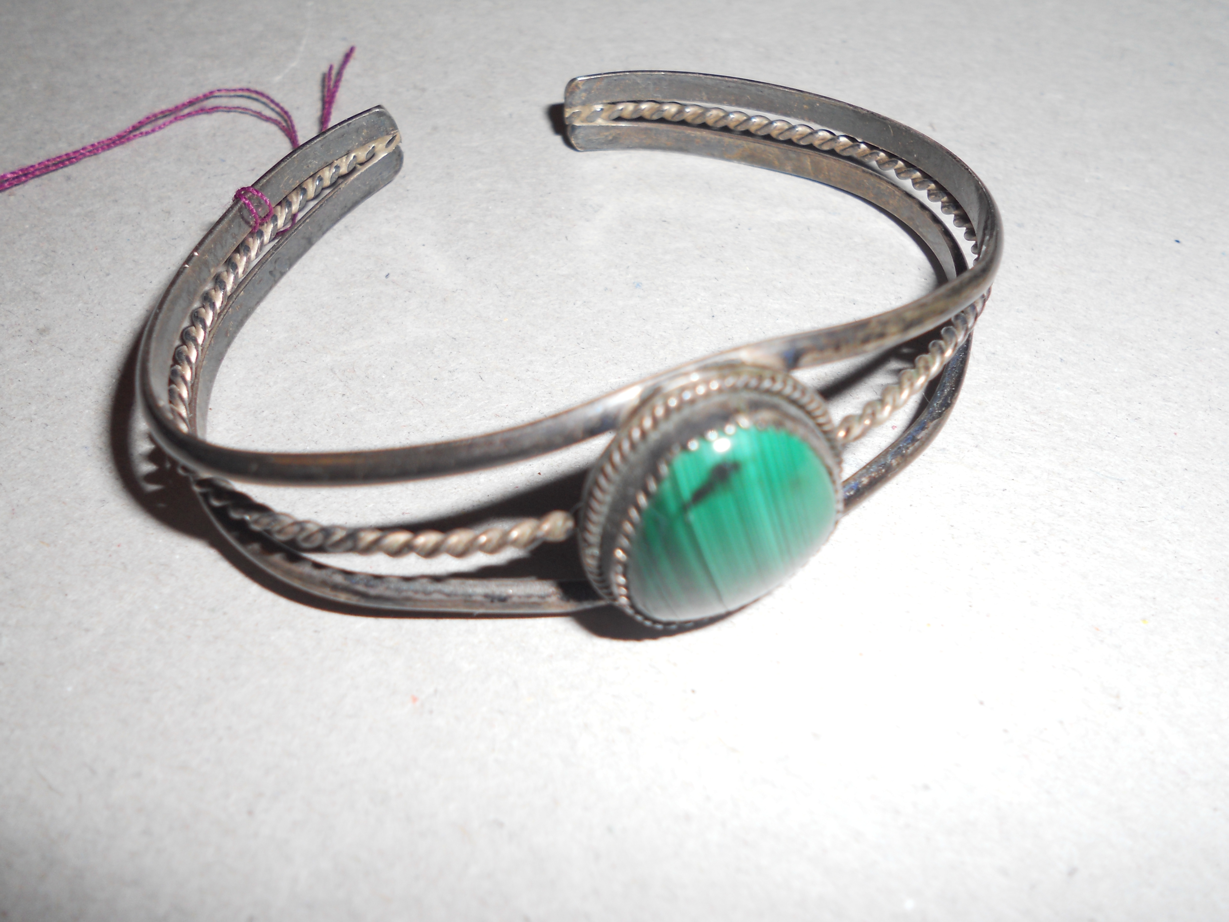 Malachite Sterling Silver Cuff Bracelet Green Gemstone