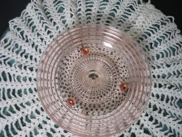 Anchor Hocking Manhattan Pink Depression Glass Footed Candy Dish