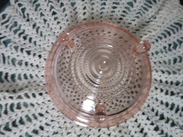Anchor Hocking Manhattan Pink Depression Glass Footed Candy Dish
