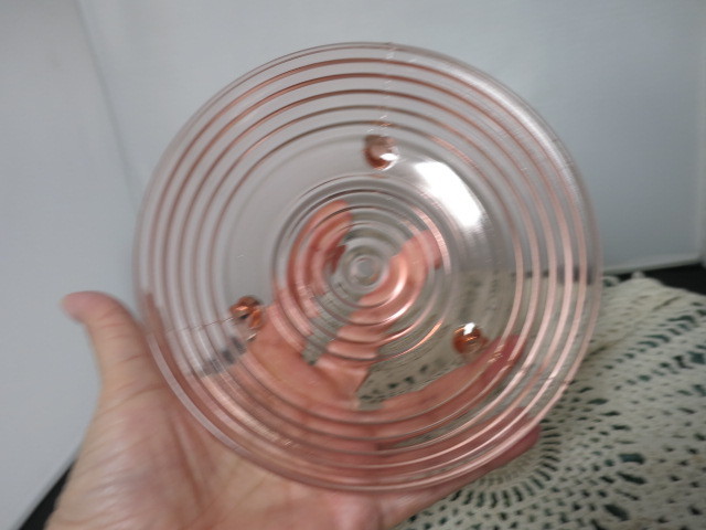 Anchor Hocking Manhattan Pink Depression Glass Footed Candy Dish