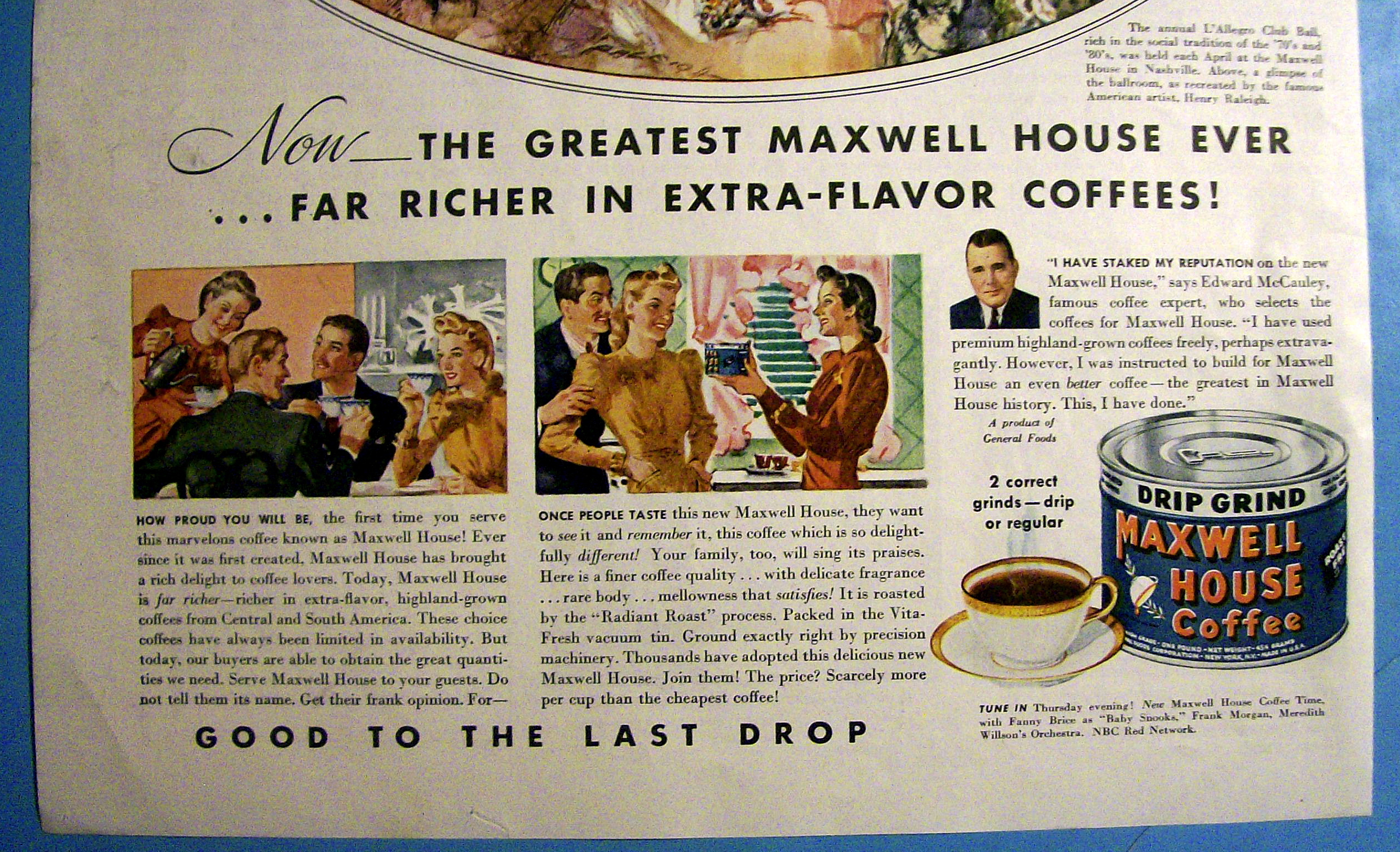 1941 Maxwell House Coffee with L'Allegro Club Ball