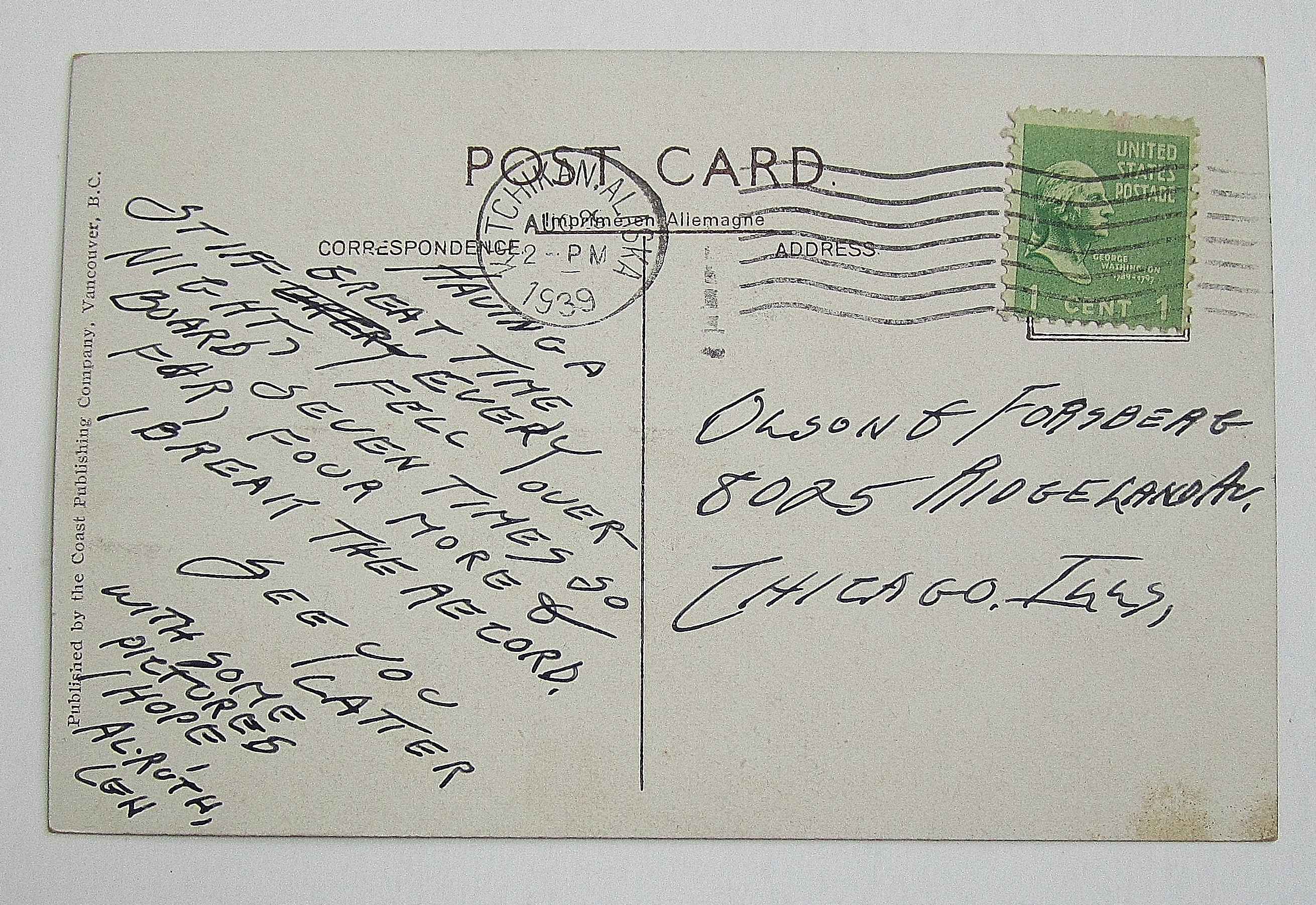 China Hat, En Route To Alaska Postcard