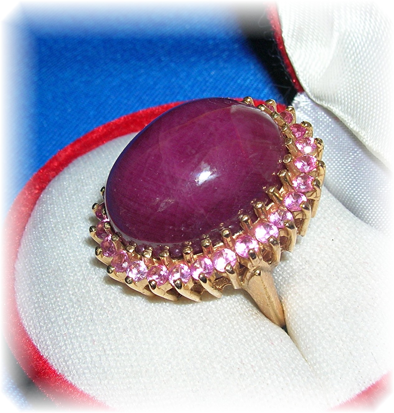 Ring 14K  Gold Pink Tourmaline Cabochon Ruby