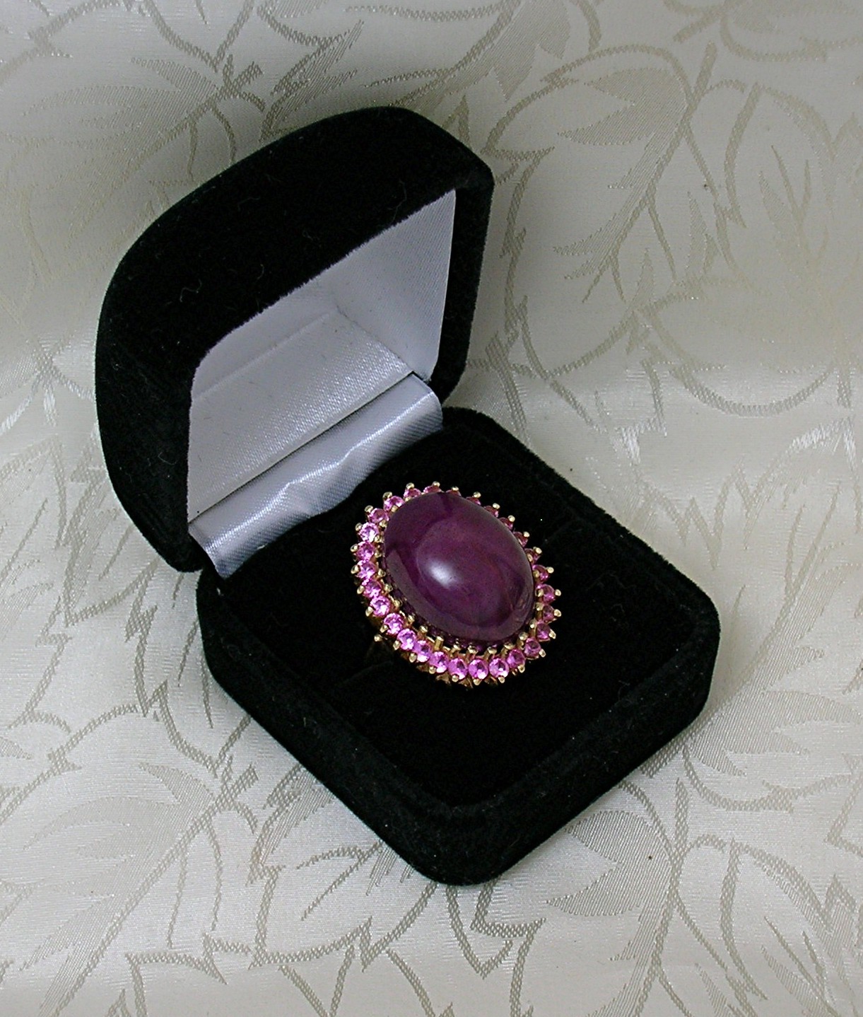 Ring 14K  Gold Pink Tourmaline Cabochon Ruby