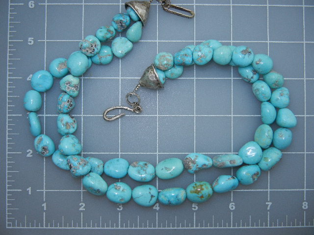 Native American Fox Turquoise Sterling Silver 2 Strand