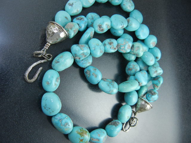 Native American Fox Turquoise Sterling Silver 2 Strand