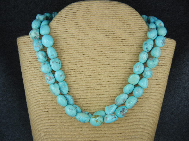 Native American Fox Turquoise Sterling Silver 2 Strand