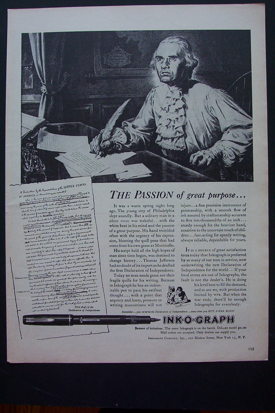1943 Ink-O-Graph with Man Writing A Letter