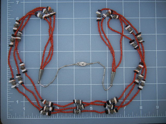 Coral Spiny Oyster Onyx Sterling Silver Necklace