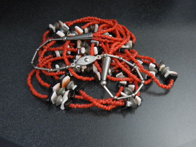 Coral Spiny Oyster Onyx Sterling Silver Necklace