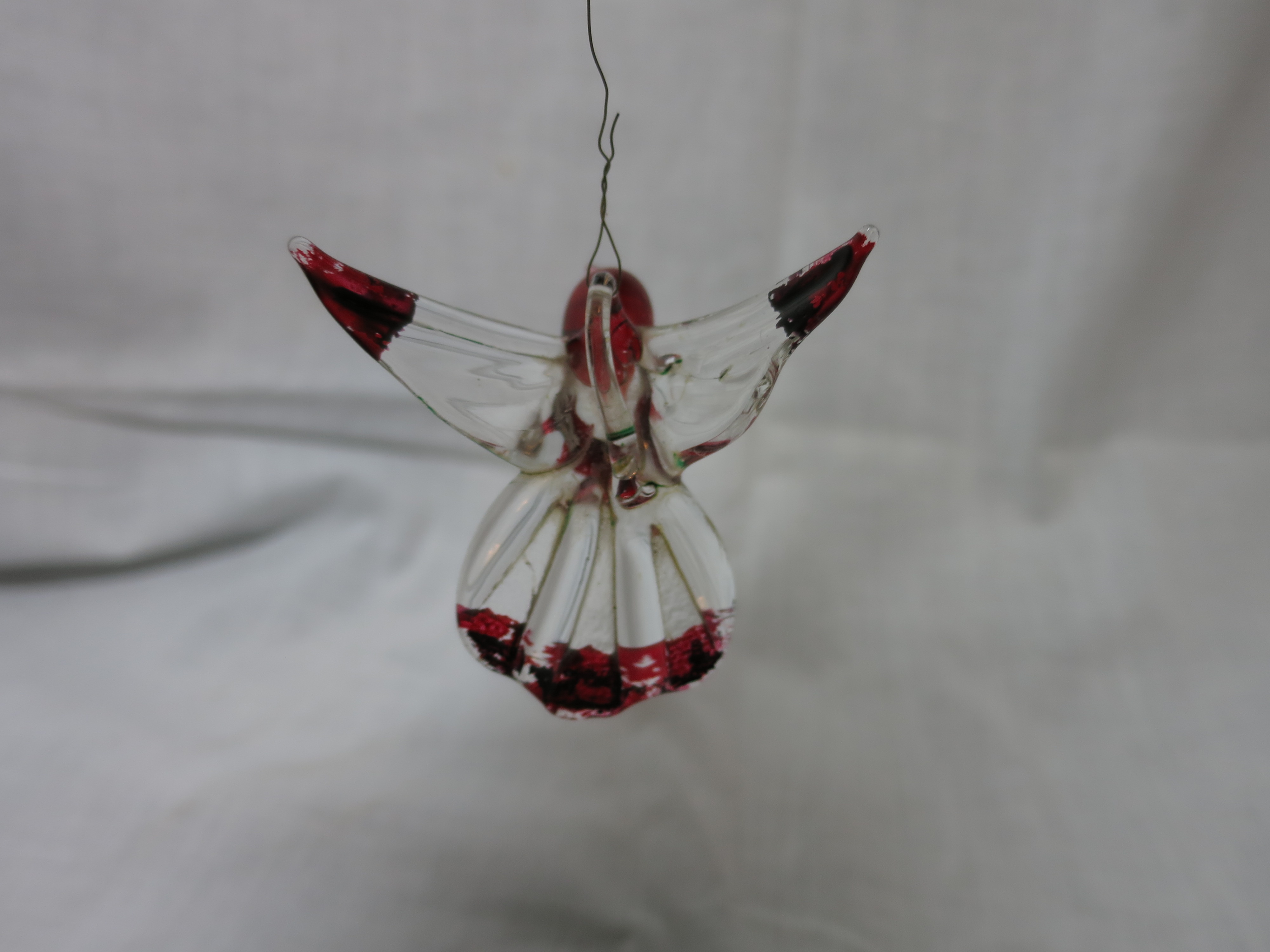 Blown Glass Bird Ornament hand painted Red