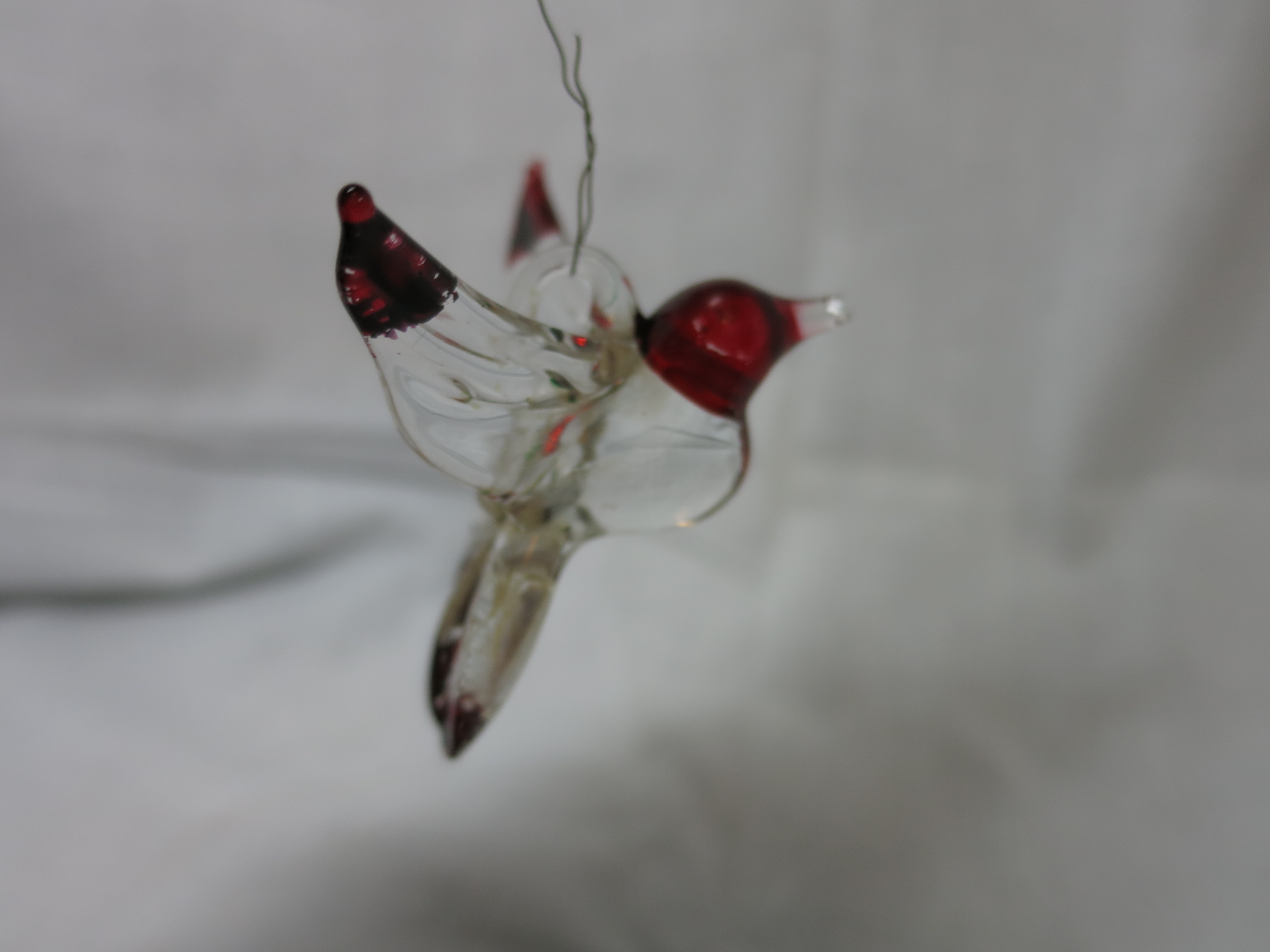 Blown Glass Bird Ornament hand painted Red