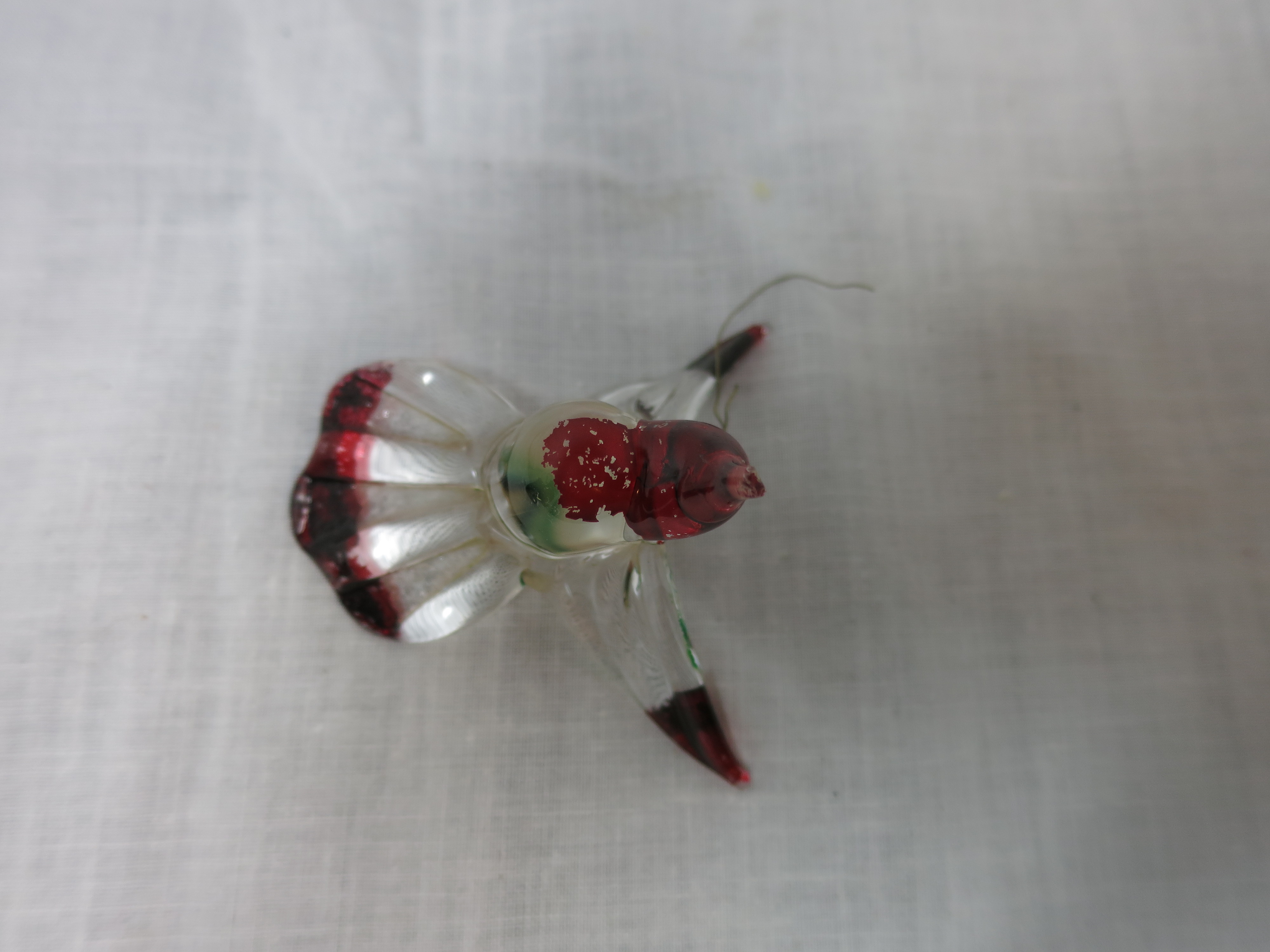 Blown Glass Bird Ornament hand painted Red
