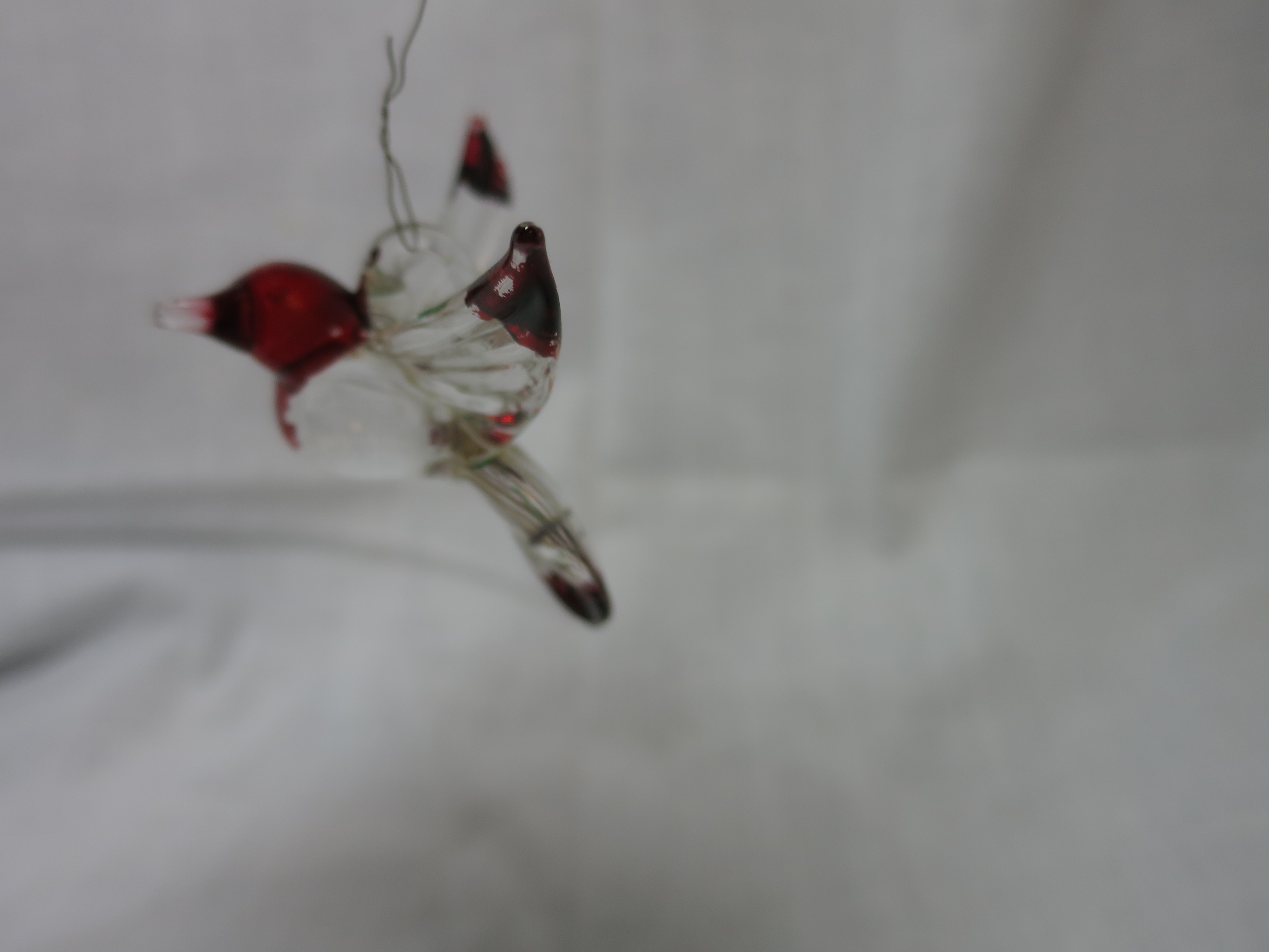 Blown Glass Bird Ornament hand painted Red