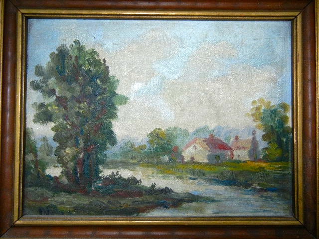 Oil Painting  Country Scene Framed