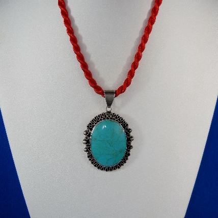 Taxco Mexico Turquoise Sterling Silver Bernice Pendant