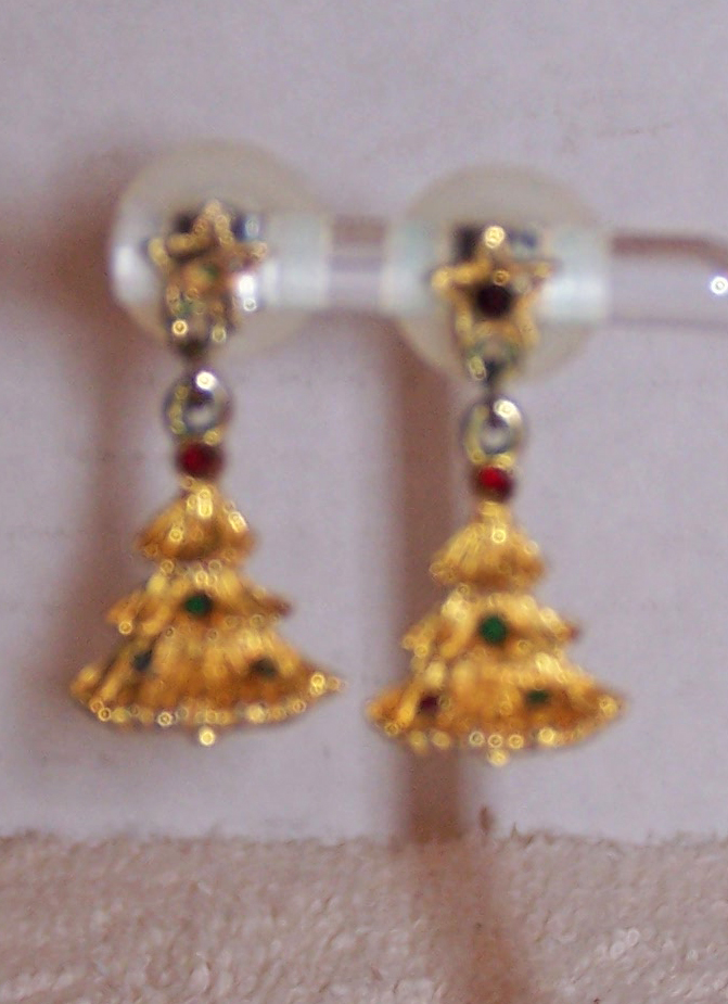 Pair Of Tiny Christmas Tree Earrings