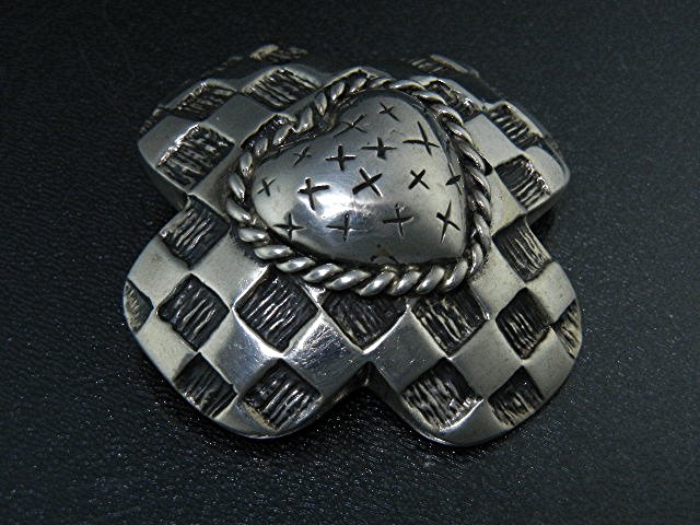 Dian Malouf Texas Sterling Silver Heart Brooch Pendant