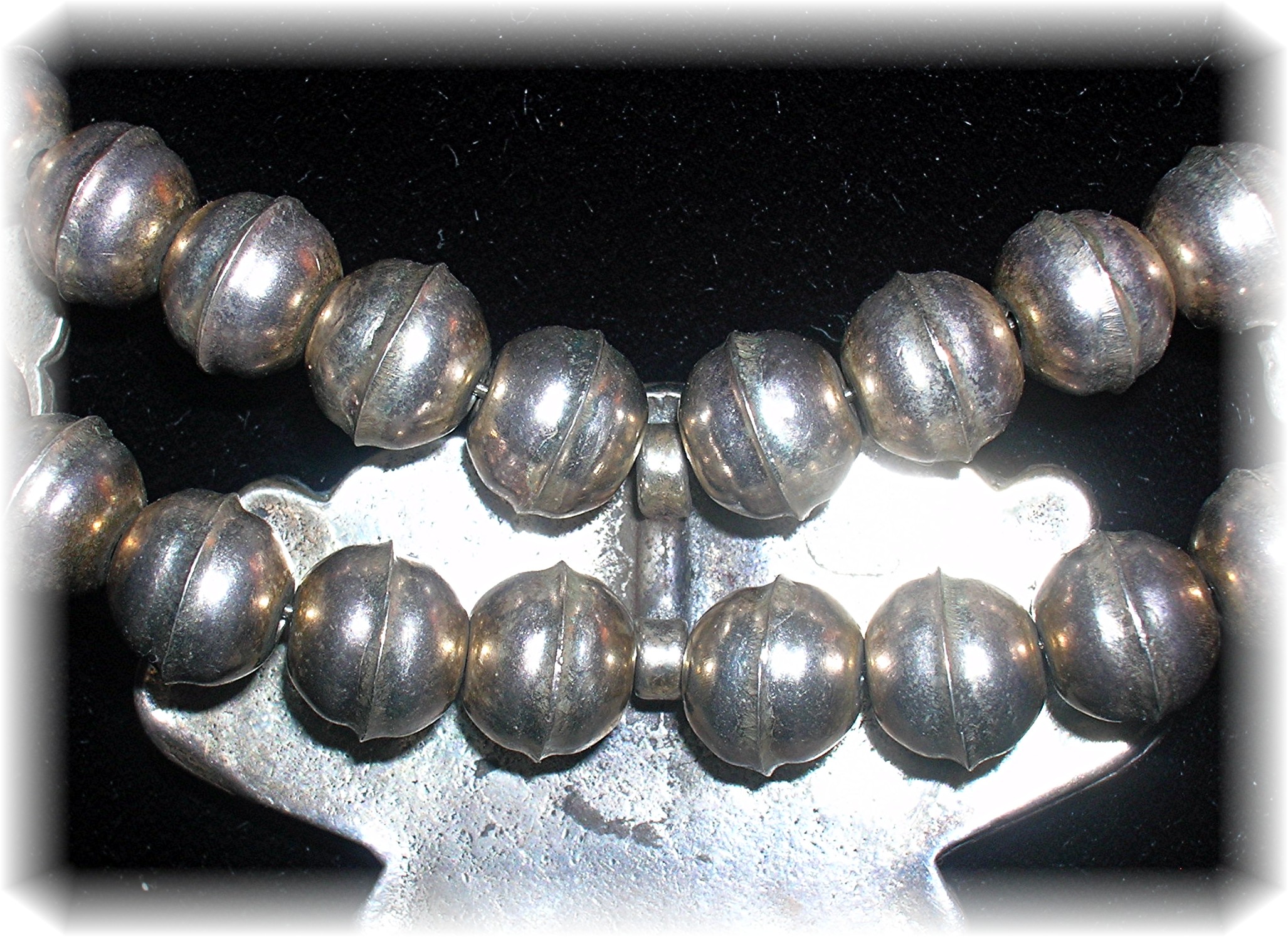 Navajo Sterling Silver Coral OnyxTurquoise Chip Inlay