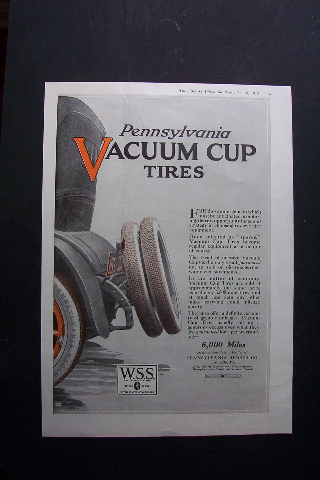 1918  Pennsylvania  Vacuum  Cup  Tires