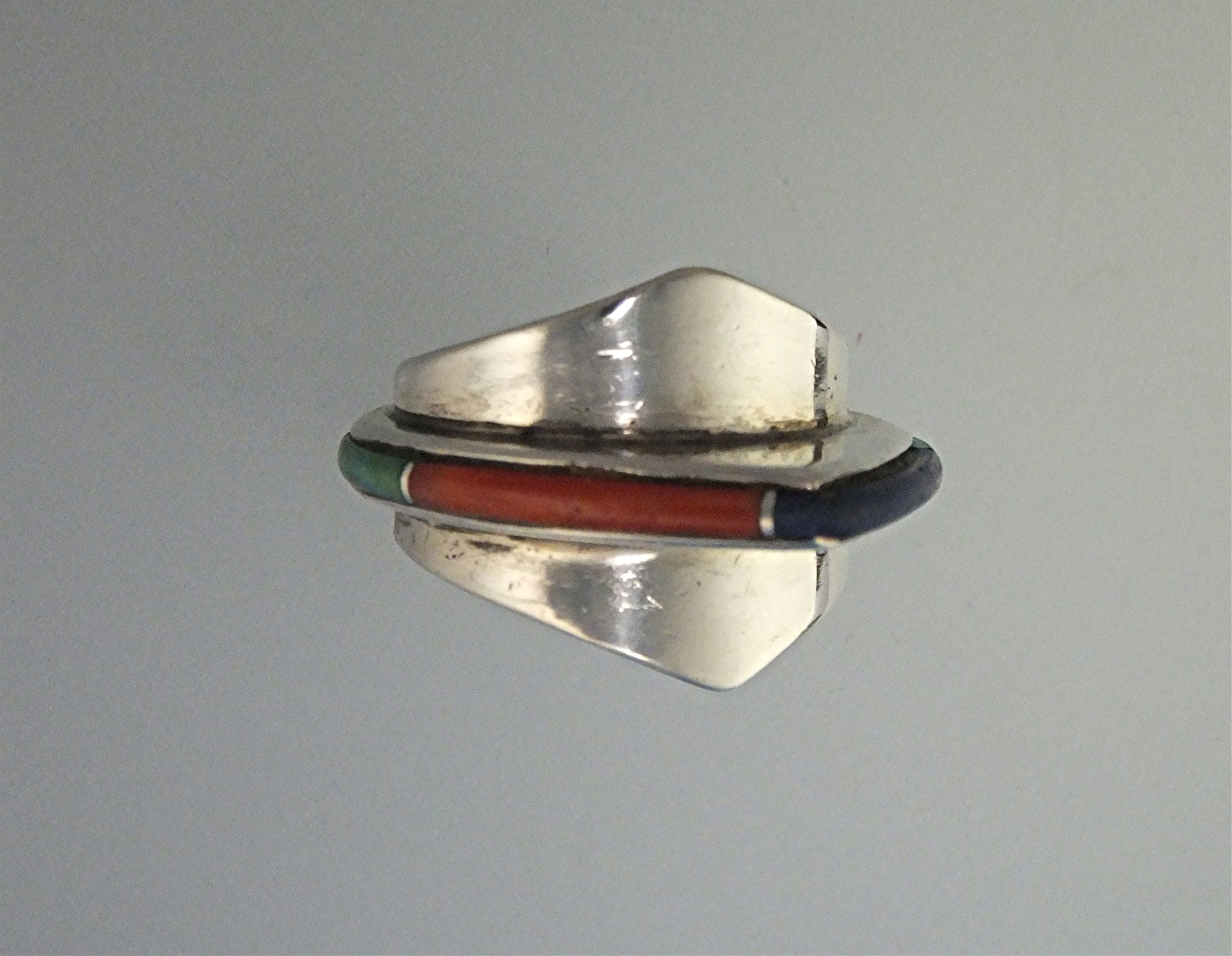 BEN NIGHTHORSE Sterling Silver Inlay Ring USA