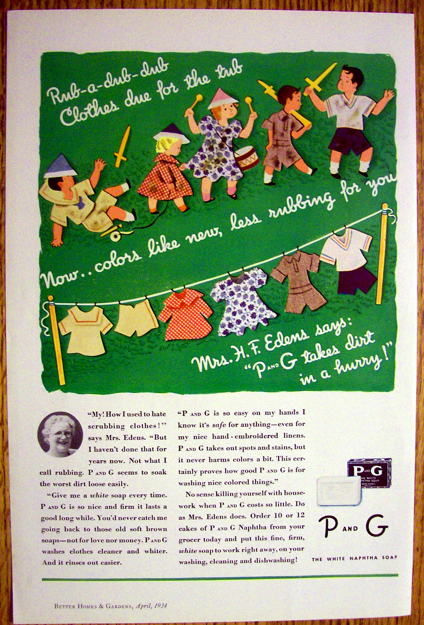 1934 P & G The White Naphtha Soap w/Clothes on Line