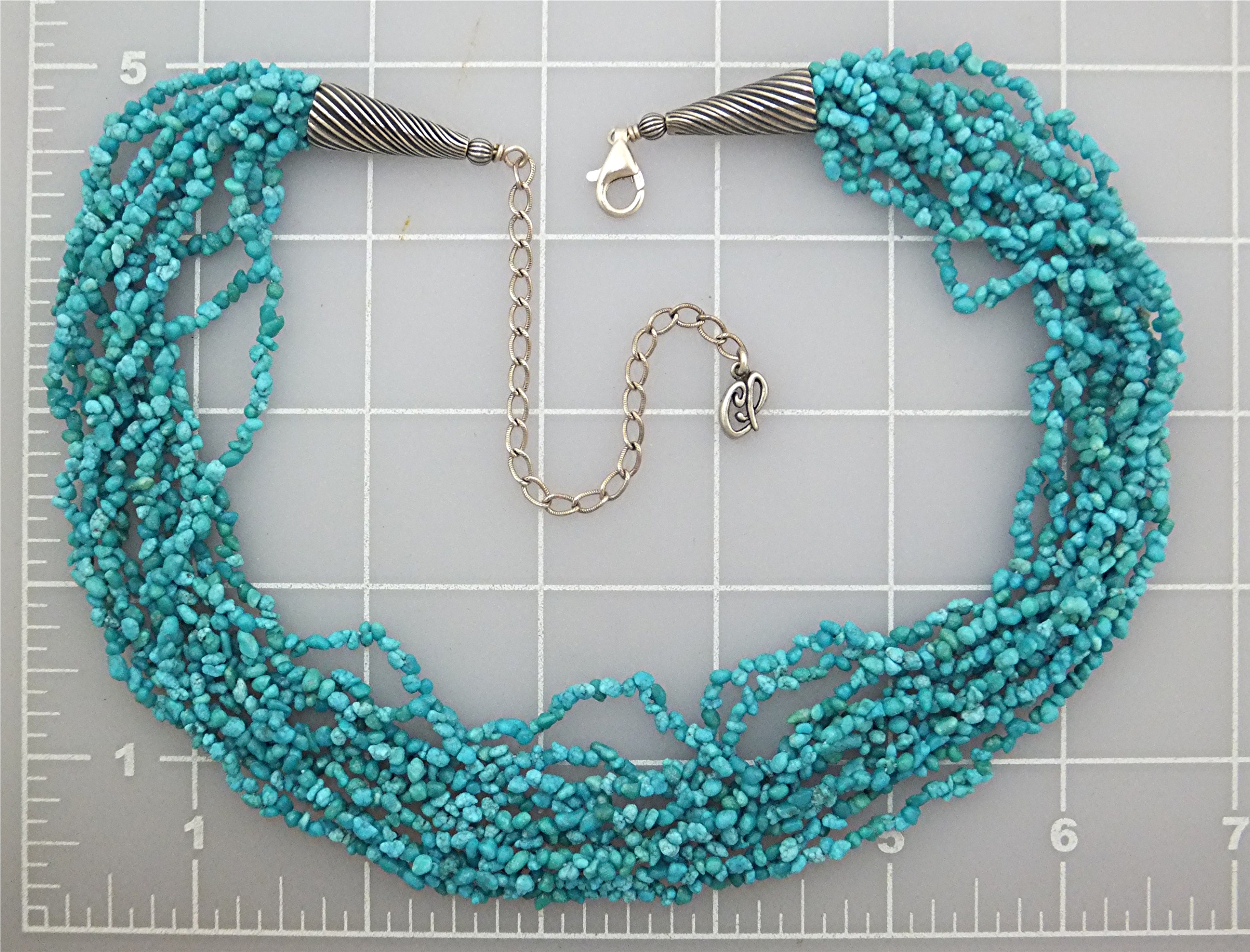 Necklace Turquoise 10 Strands Sterling Silver Points