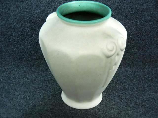 Coors Classical 6 inch Vase Cream W Turquoise Trim
