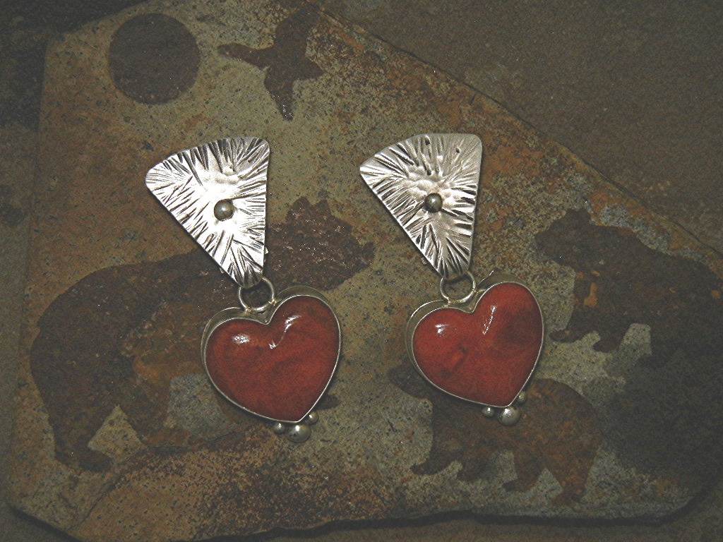 David Troutman Apple Coral Sterling Silver Clip Earring