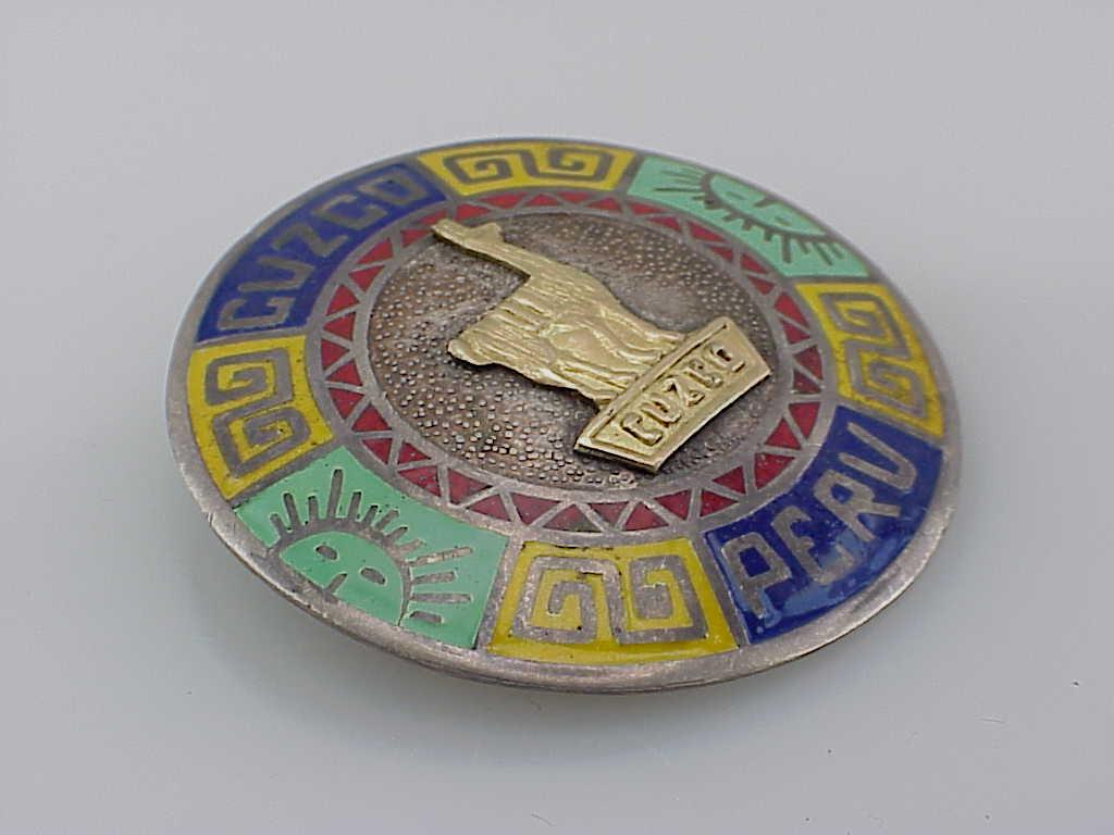 Cuzco Peru 18k Gold Sterling Silver Enamel Llama Brooch Or Pendant