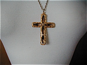 Faux Topaz Cross Necklace