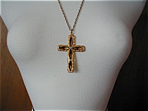 Faux Topaz Cross Necklace
