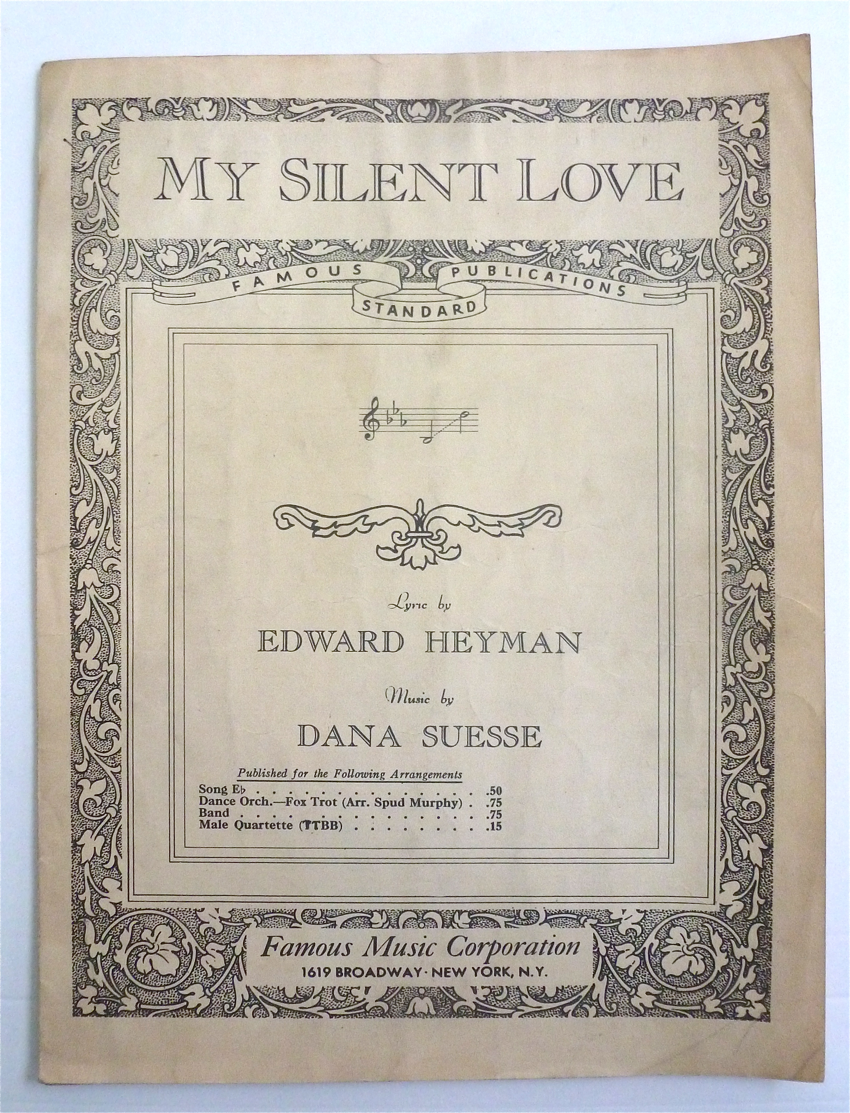 Sheet Music For 1932 My Silent Love