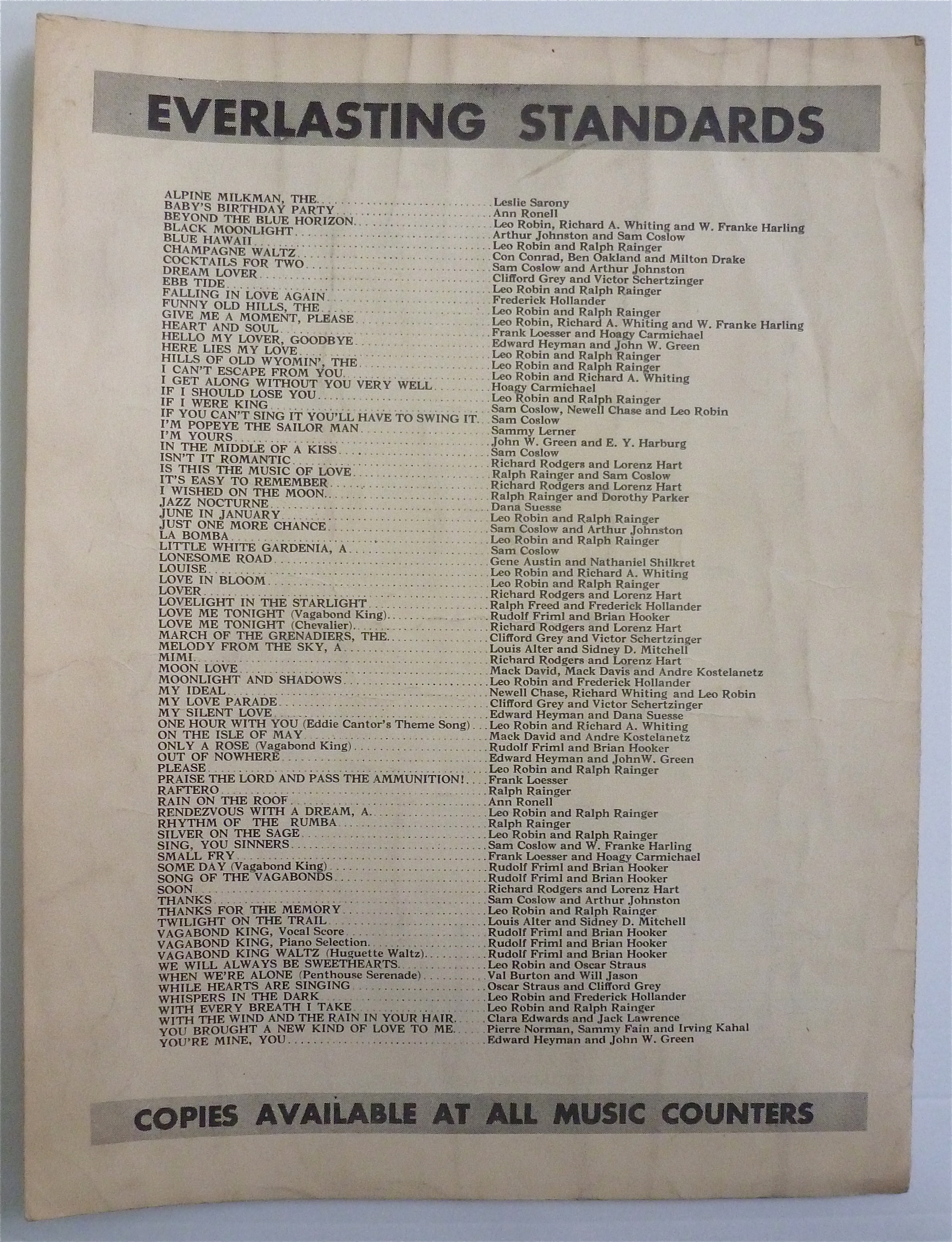 Sheet Music For 1932 My Silent Love