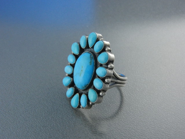 Navajo Sleeping Beauty Turquoise Sterling Silver Ring K