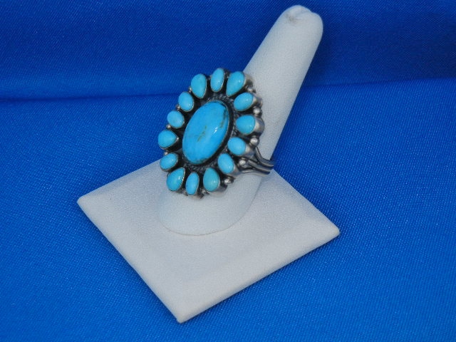Navajo Sleeping Beauty Turquoise Sterling Silver Ring K