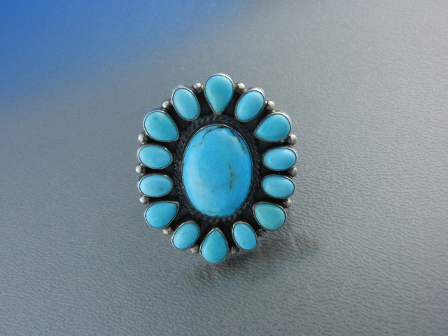 Navajo Sleeping Beauty Turquoise Sterling Silver Ring K