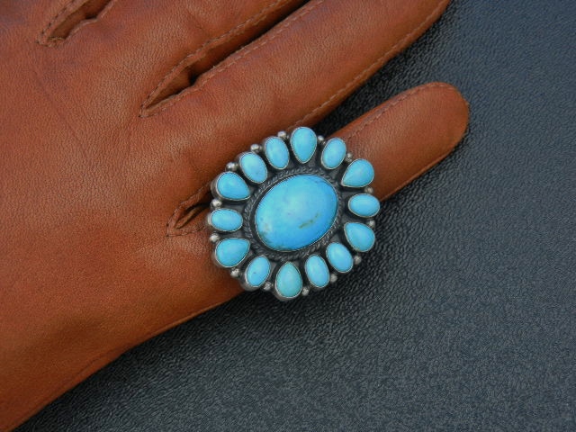 Navajo Sleeping Beauty Turquoise Sterling Silver Ring K