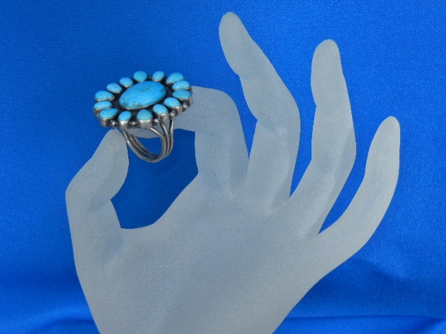 Navajo Sleeping Beauty Turquoise Sterling Silver Ring K