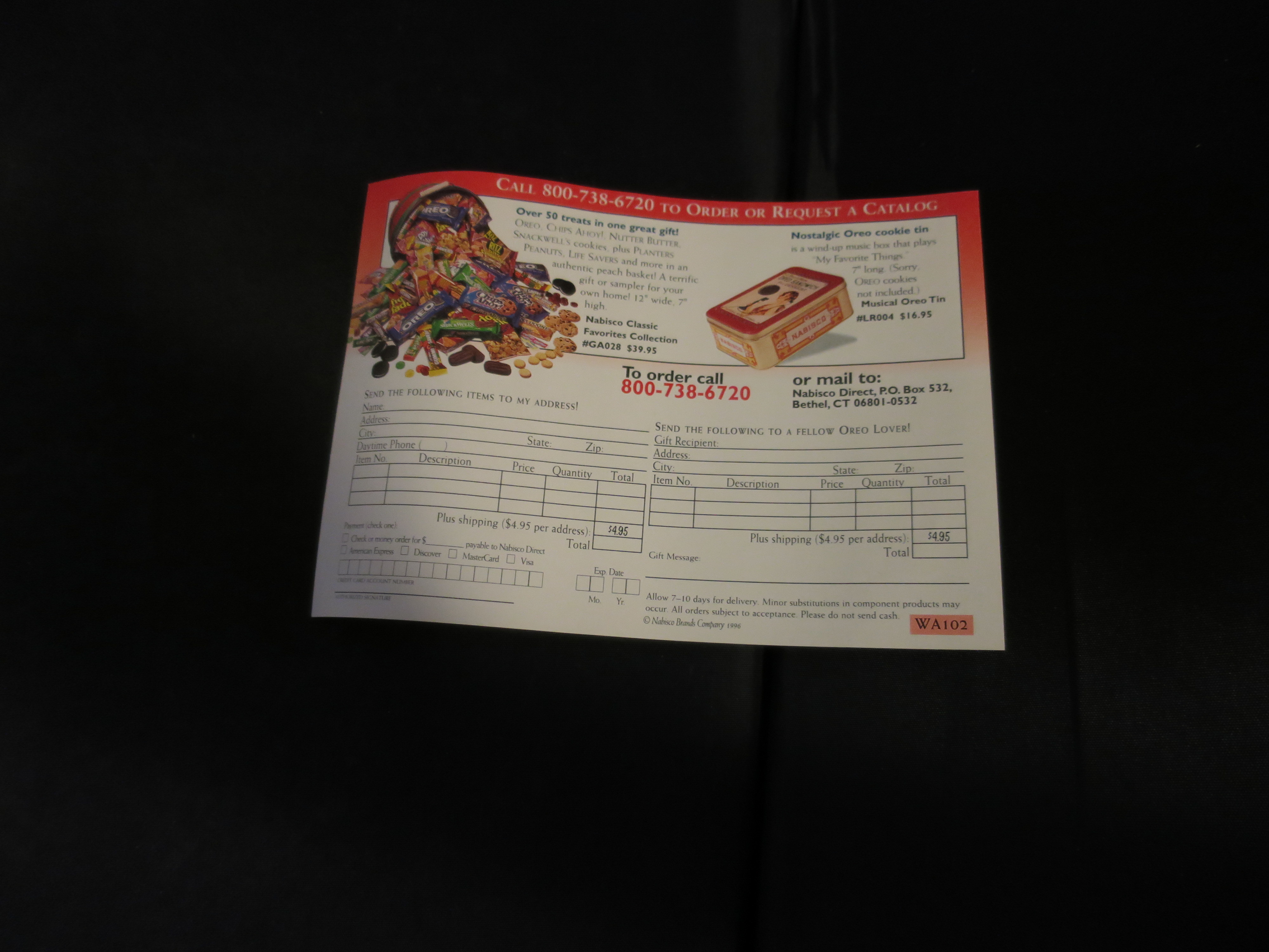 Nabisco Mail in Preimium ad 1996 cookie jar tin snacks