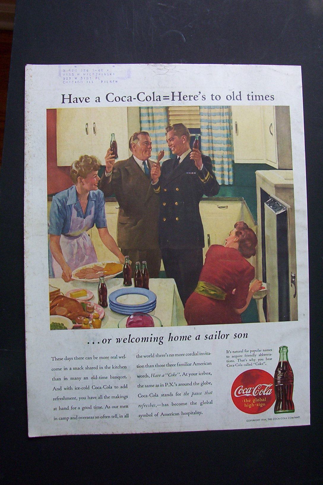 1944 Coca Cola (Coke) with a Sailor and His Family