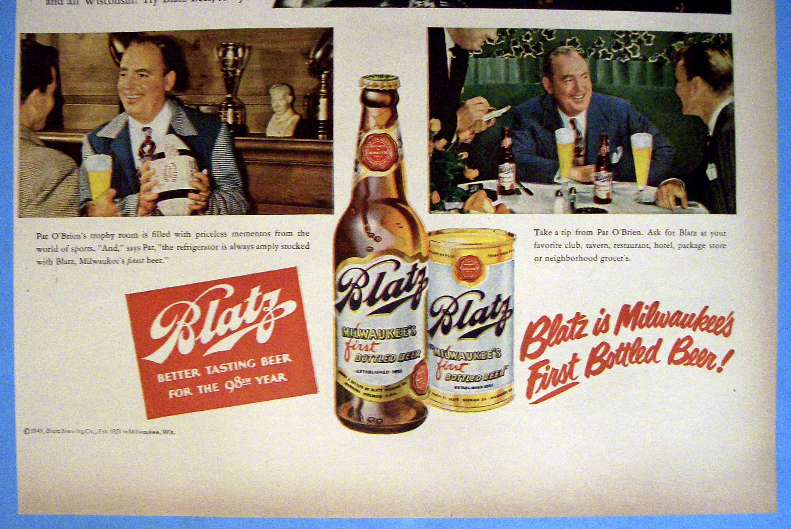 1949 Blatz Beer with The Bail Bond Story (Pat O'Brien)