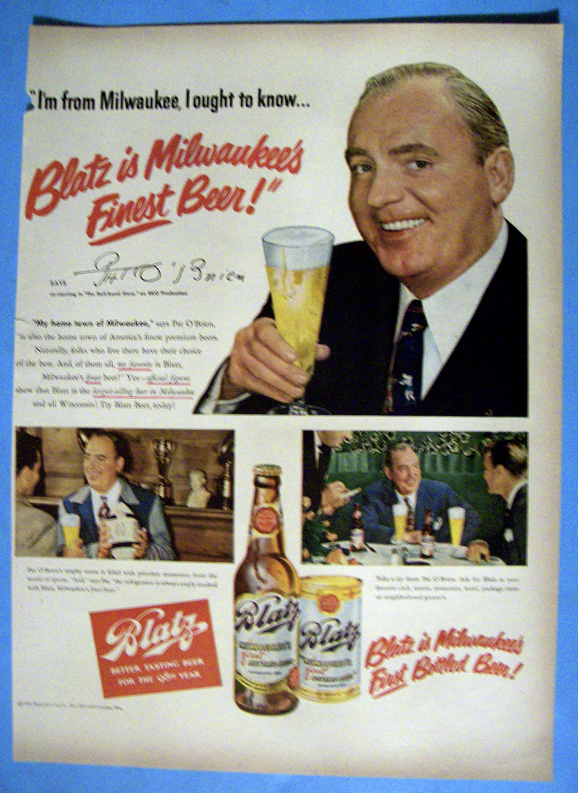 1949 Blatz Beer with The Bail Bond Story (Pat O'Brien)