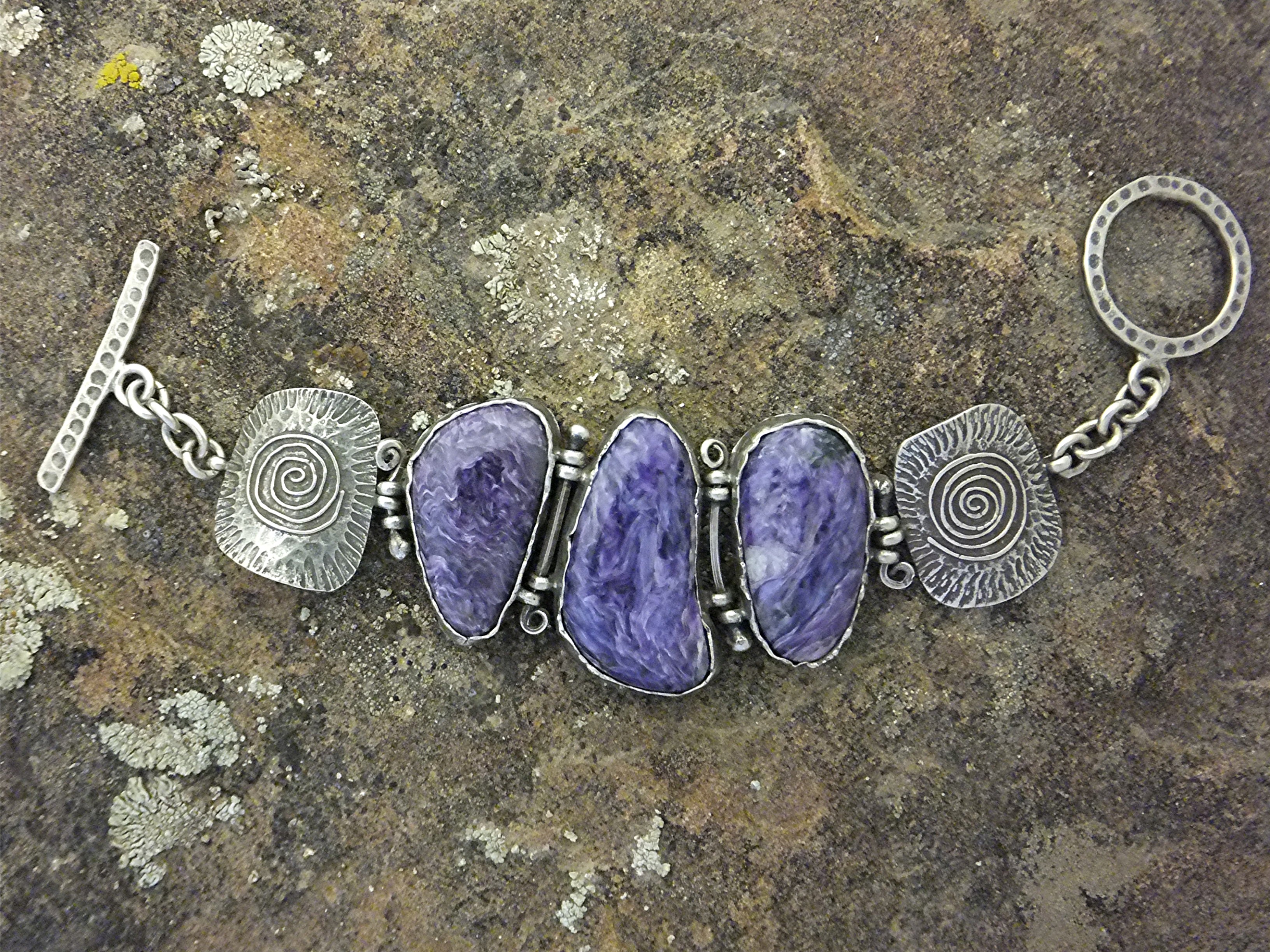 David Troutman  Sterling Silver Charoite Bracelet